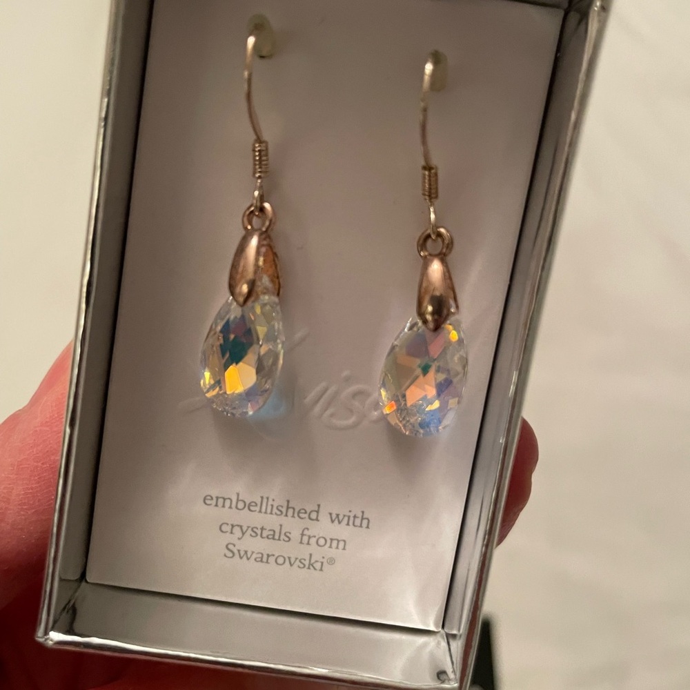 Swarovski Gold and Crystal Teardrop Earrings